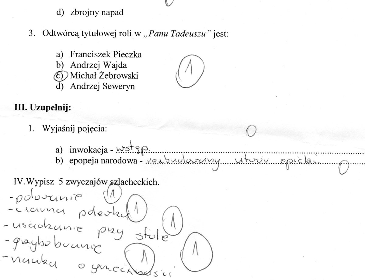 Rozwiąż test z Pana Tadeusza (załączniki) - Brainly.pl Test Ze Znajomości Pana Tadeusza