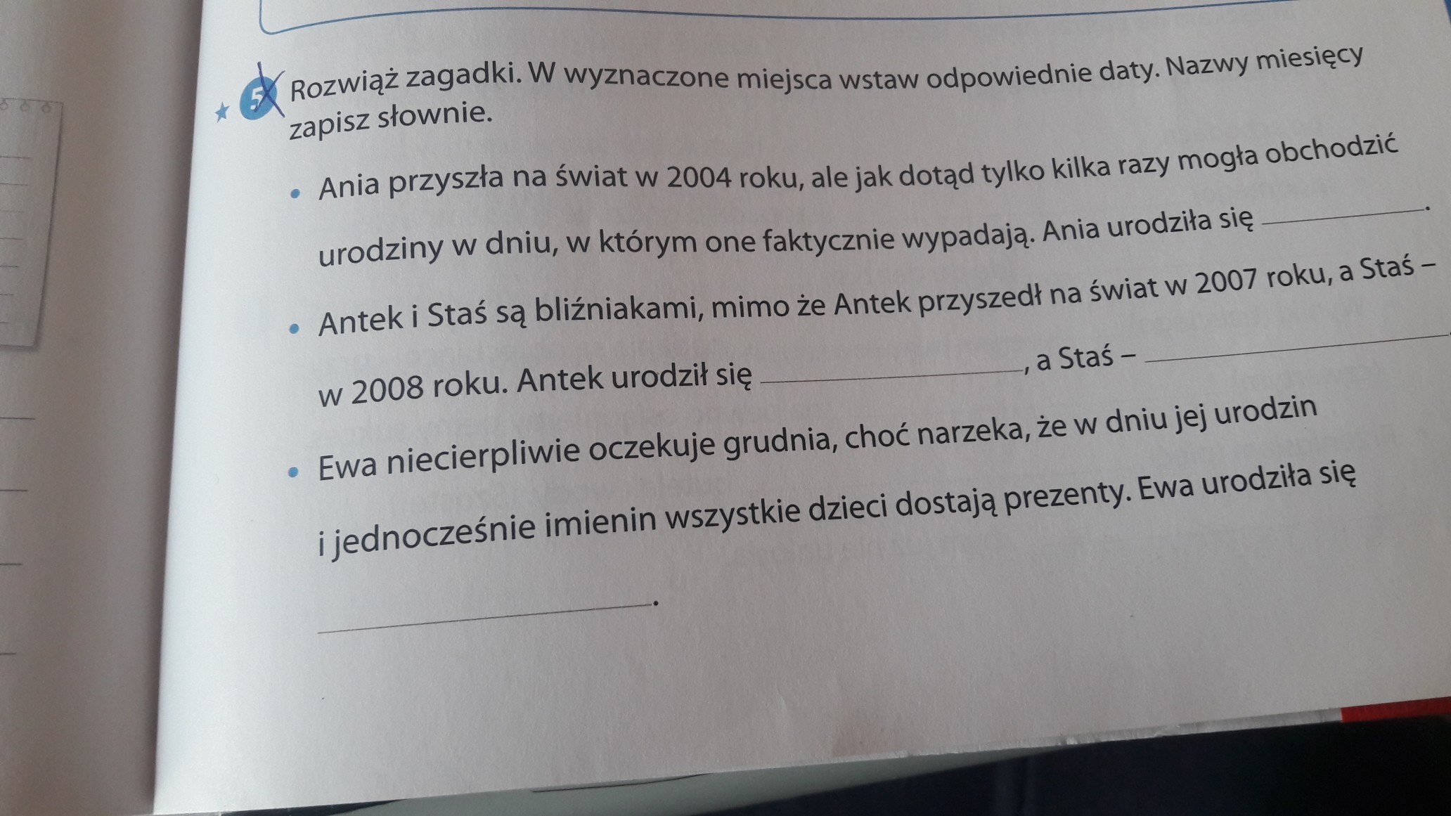 Rozwiąż zagadki. W wyznaczone miejsca wstaw w odpowiednie daty. Nazwy Rozwiąż Zagadki Zapisz Odpowiedzi W Wyznaczonych Miejscach