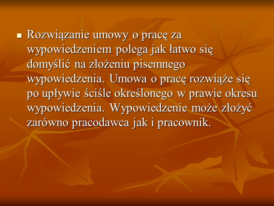 Rozwiązanie umowy o pracę za wypowiedzeniem - ppt video online pobierz Rozwiązanie Umowy O Pracę Za Wypowiedzeniem Przez Pracownika