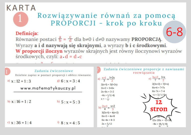 Proporcje Klasa 8 Zadania Tekstowe