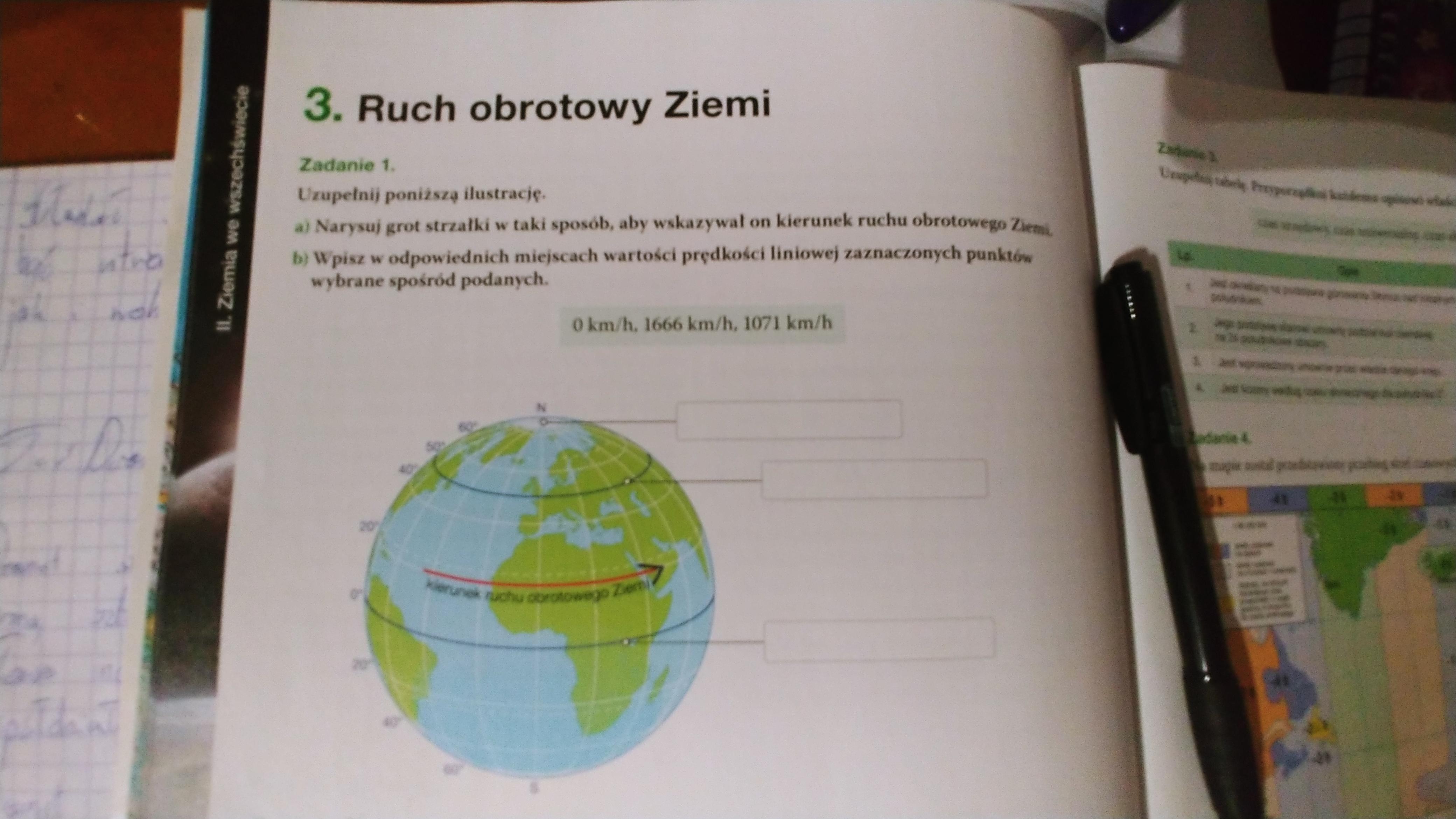 Ruch obrotowy Ziemi cwiczenia z geografii - Brainly.pl Cwiczenia Do Geografii Klasa 8