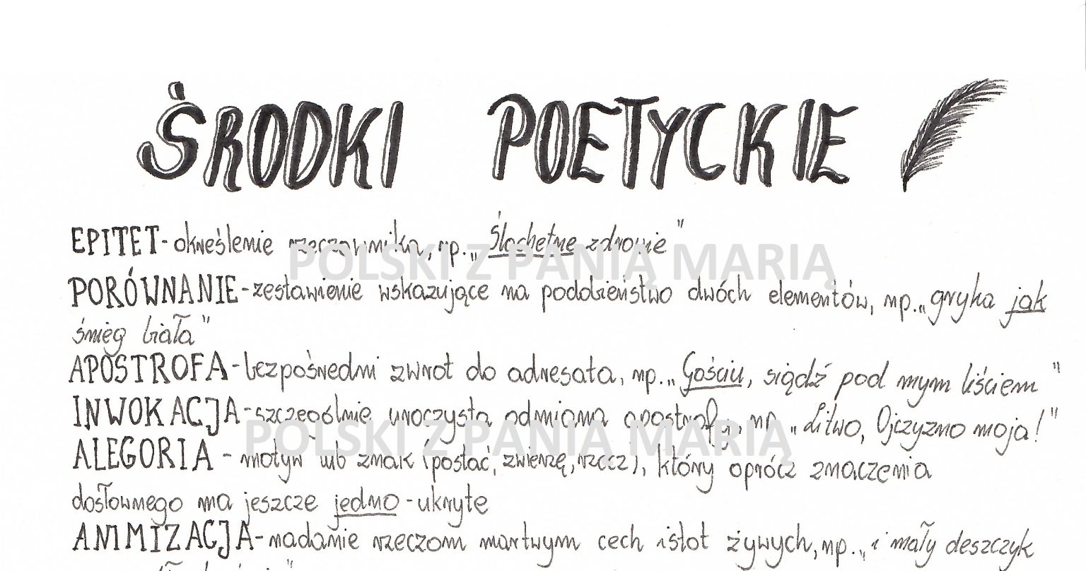 rysnotka "ŚRODKI POETYCKIE" • Złoty nauczyciel Srodki Poetyckie Cwiczenia Szkola Podstawowa