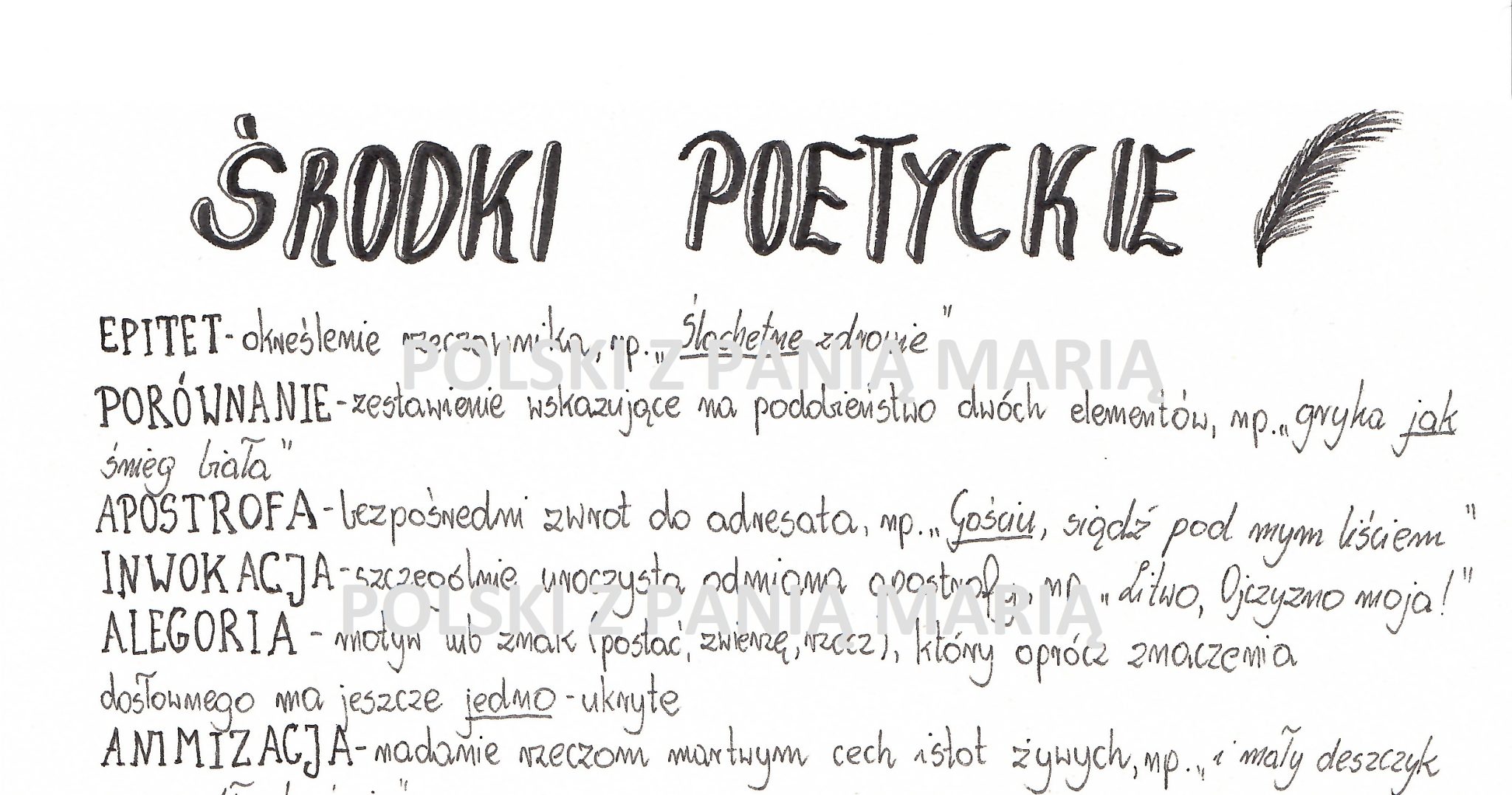 rysnotka "ŚRODKI POETYCKIE" • Złoty nauczyciel Sprawdzian Ze środków Poetyckich Klasa 4