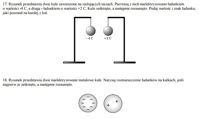 Rysunek Przedstawia Dwie Kule Zawieszone Na Izolujących Niciach Kulę O średnicy 8 Cm Przecięto Płaszczyzną Na Dwie