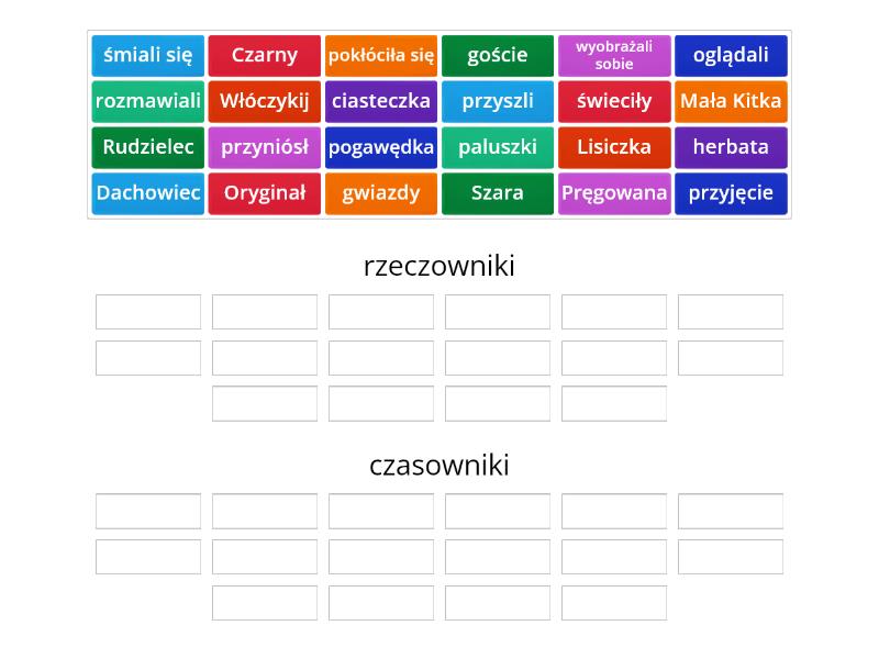 rzeczowniki i czasowniki - Group sort Rzeczowniki I Czasowniki Klasa 2