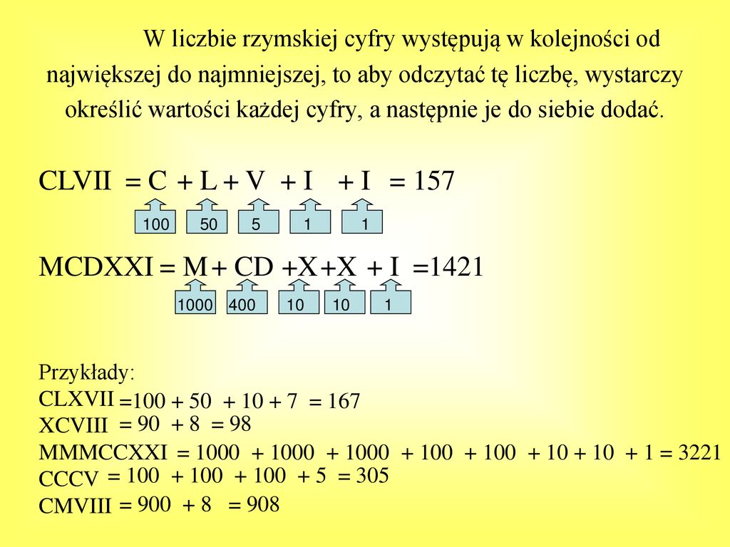 RZYMSKI SYSTEM ZAPISYWANIA LICZB - ppt pobierz Duże Liczby W Systemie Rzymskim