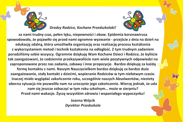 Przedszkolu Podziękowania Dla Przedszkolanek Tekst