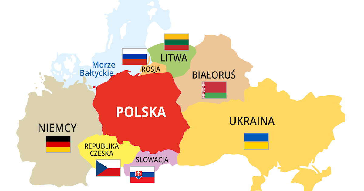 Sąsiedzi Polski Sasiedzi Polski Mapa Do Druku
