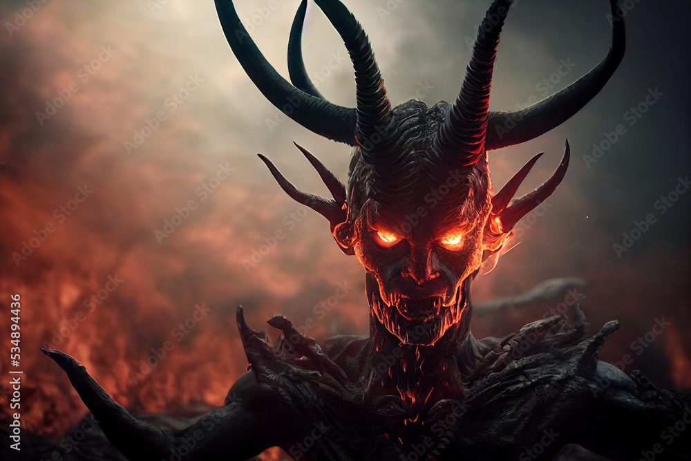 Scary demon monster in hell. Created with Generative AI. Stock How To Create A Demon