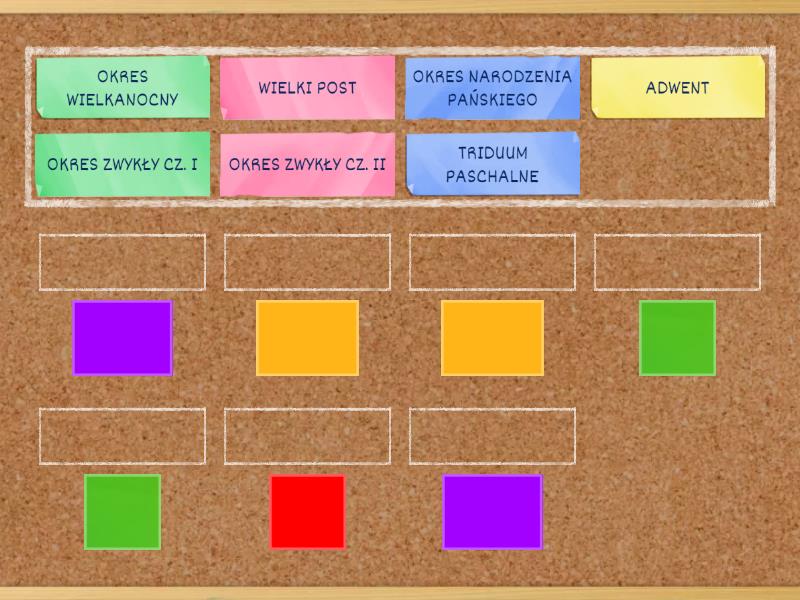 Schemat roku liturgicznego - Match up Symbole Poszczególnych Okresów Roku Liturgicznego
