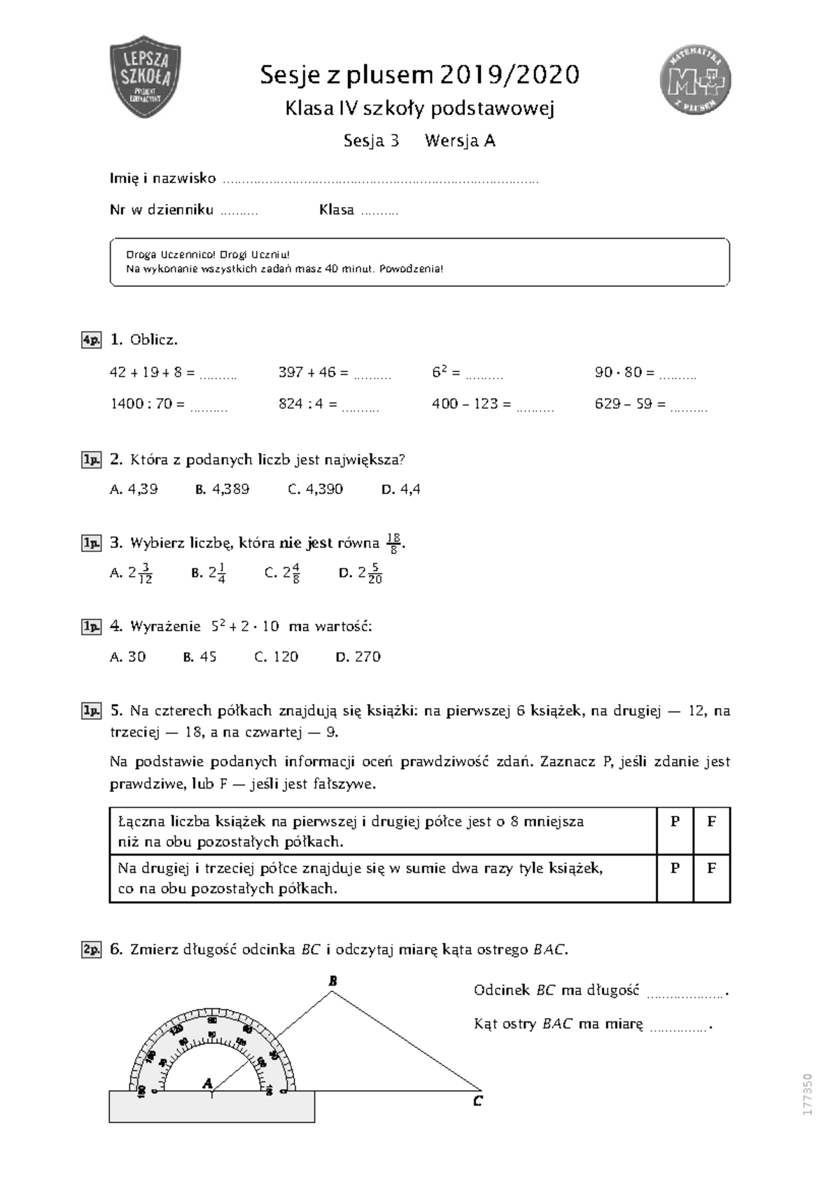 Test Sesja Z Plusem Klasa 4