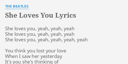 The Beatles She Loves You Tekst