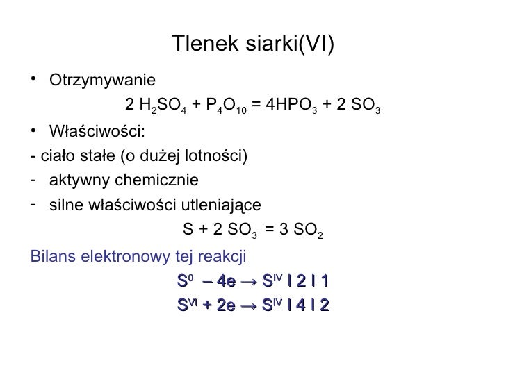 Tlenek Siarki Vi Wzór Sumaryczny