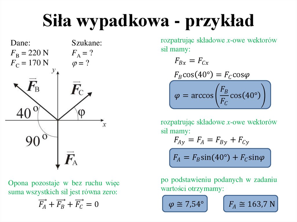 Siła i ruch - online presentation Sila Wypadkowa Zadania Klasa 7