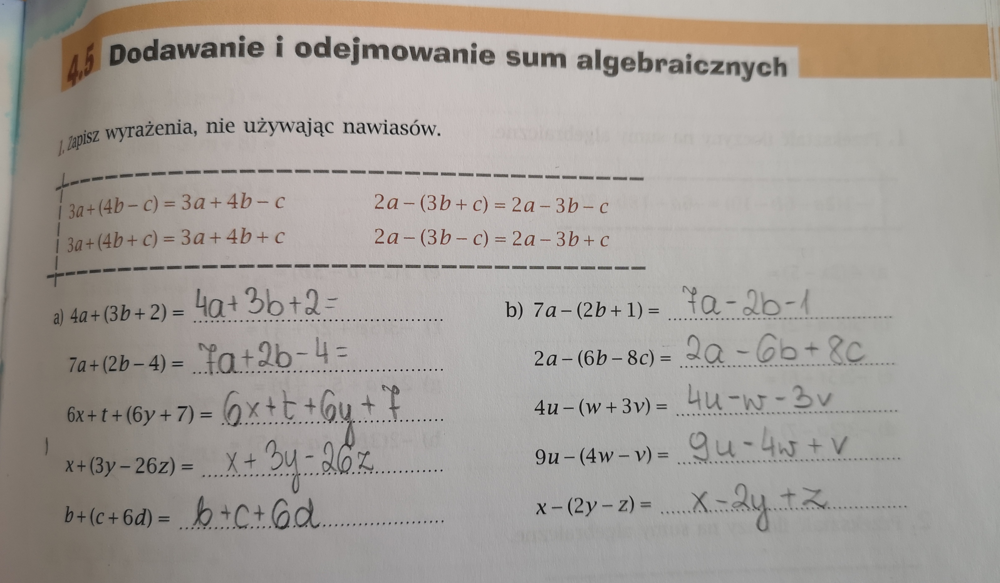 Siódma z SP 4 liczy: Dodawanie i odejmowanie sum algebraicznych Dodawanie I Odejmowanie Sum Algebraicznych Klasa 7