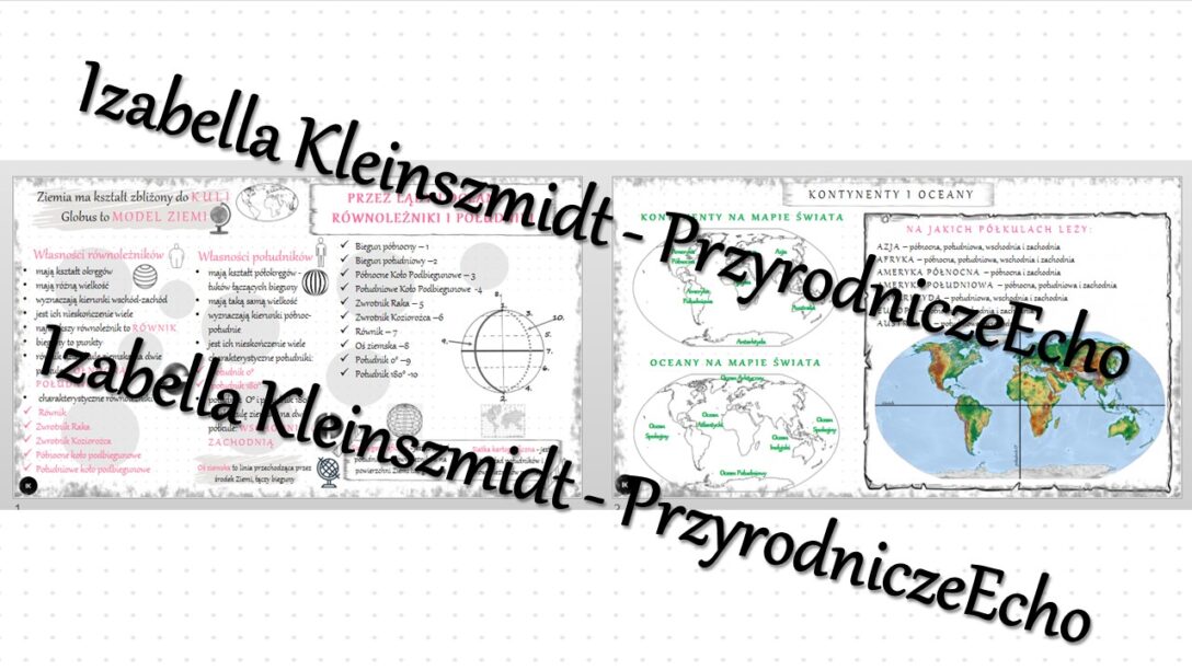 Sketchnotka - notatka „Przez lądy i oceany” wykonana w power point do Sprawdzian Geografia Klasa 5 Przez Lądy I Oceany