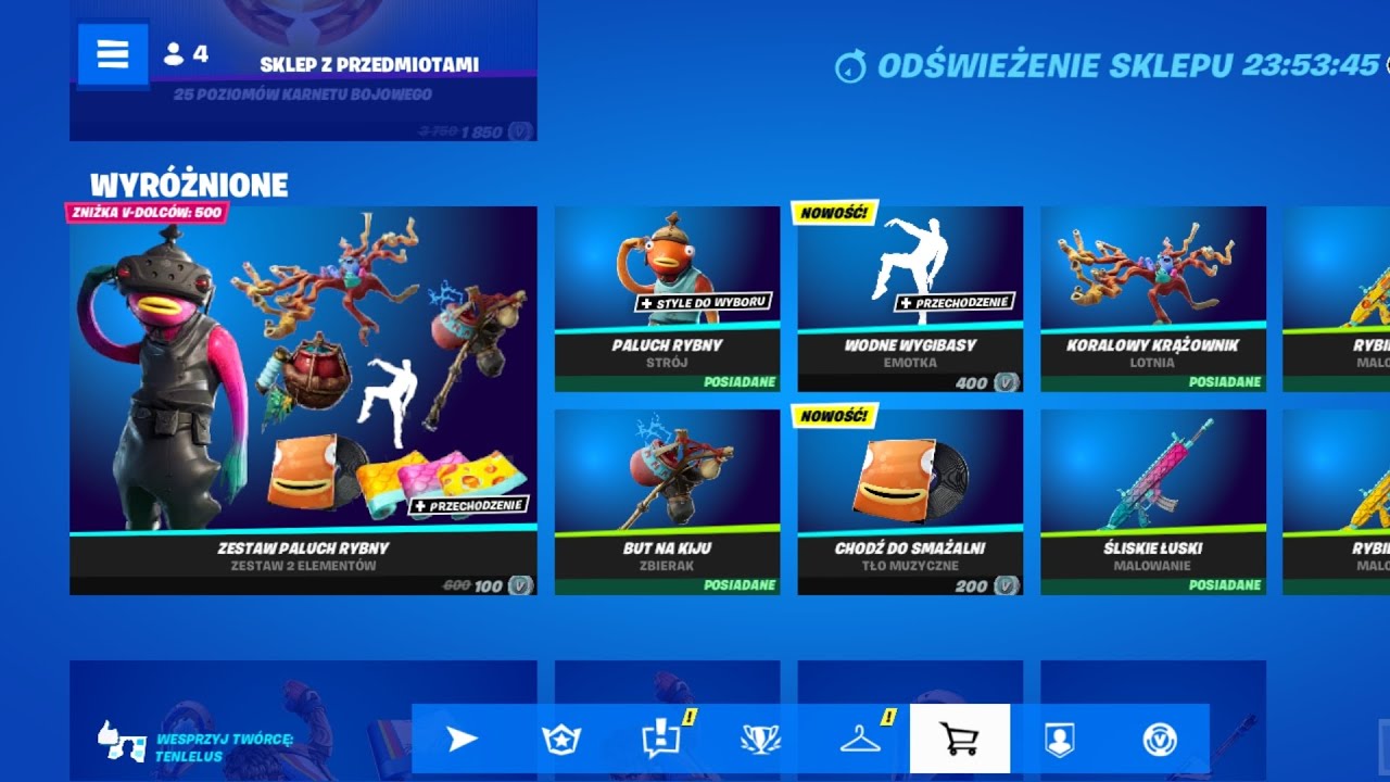 Sklep fortnite 11.03.2023r *NOWA EMOTKA WODNE WYGIBASY, PALUCH RYBNY Ile Kosztuje Monster W Zabce