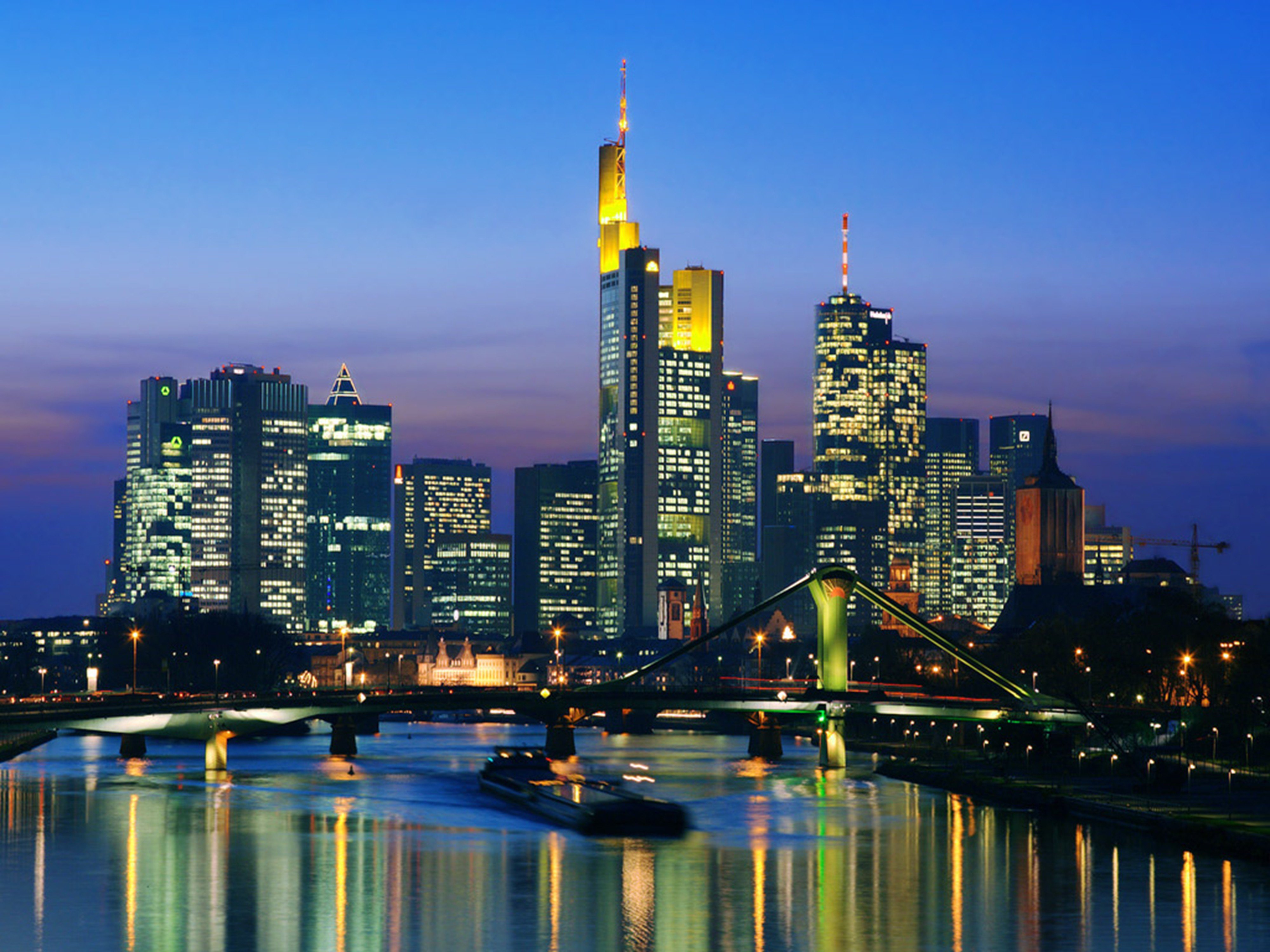 skyline, Night, Frankfurt, Germany, Cityscape, City, 4000x3000 Frankfurt Nad Menem Opieka Język Włoski