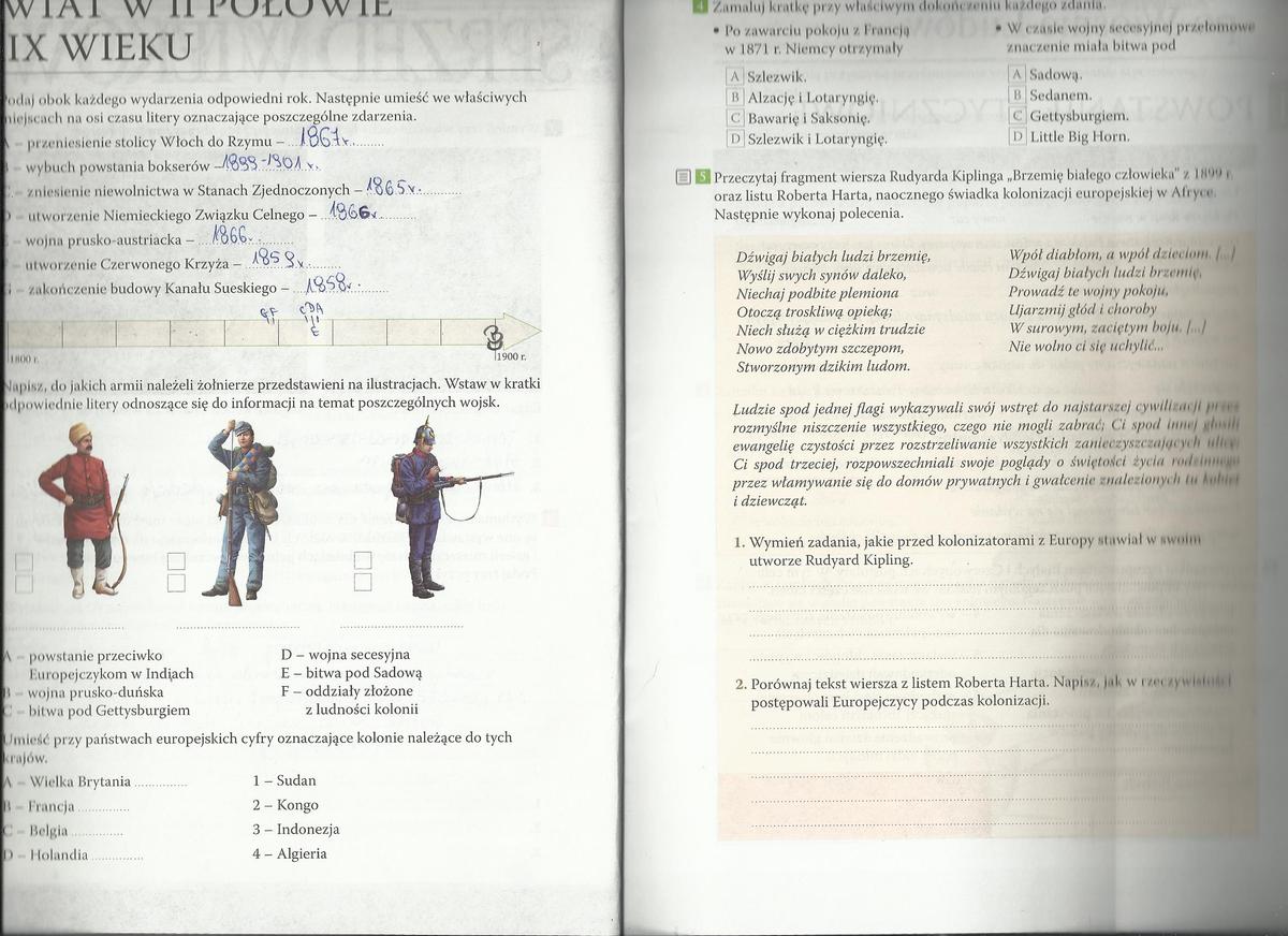 Śladami przeszłosci 3 test str. 80 ''Świat w II połowie XIX wieku'' W Sprawdzian Historia Klasa 7 Dzial 2 Druga Polowa Xix Wieku