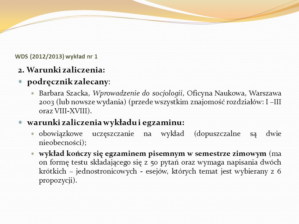Sławomir Łodziński Zakład Socjologii Ogólnej Instytut Socjologii UW Pytania Na Egzamin Z Socjologii