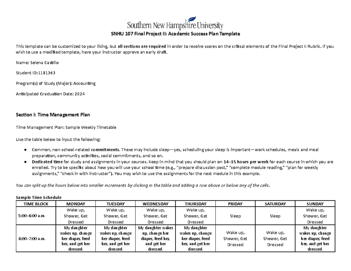 Snhu 107 Module Six Activity Template