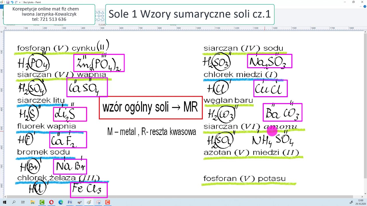 Sole 1 Wzór sumaryczny soli cz 1 8 klasa - YouTube Sole Klasa 8