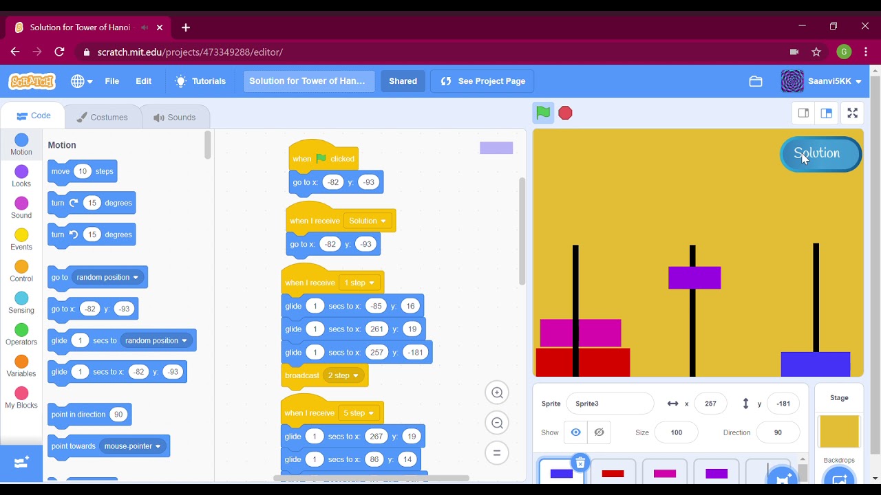 Solution for Tower of Hanoi with Scratch Coding - YouTube Jak Zrobic Wieze Hanoi W Scratchu