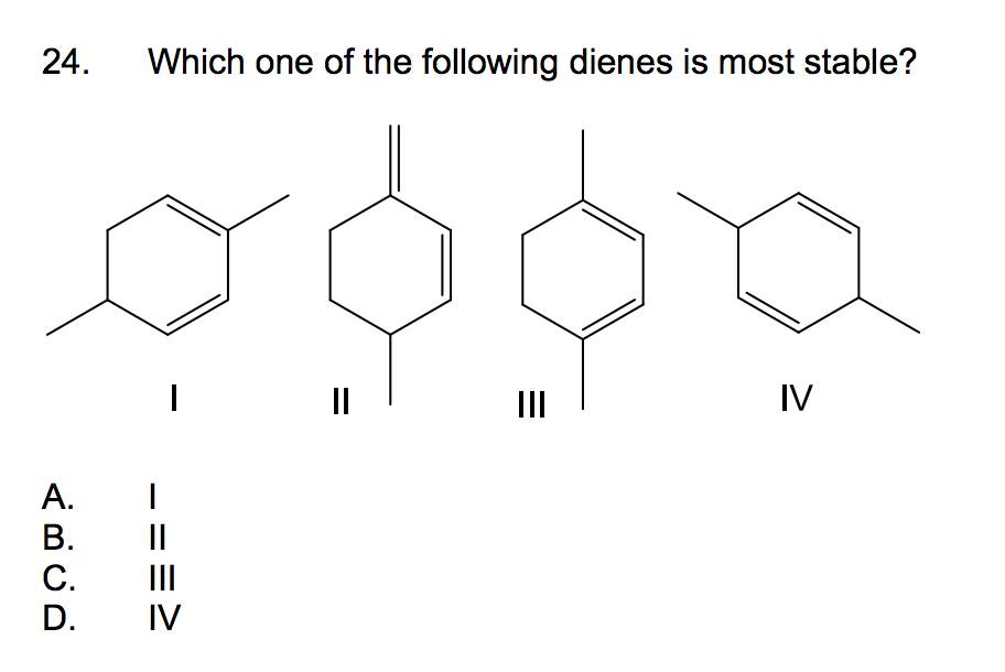 Which One Of The Following Dienes Is Most Stable
