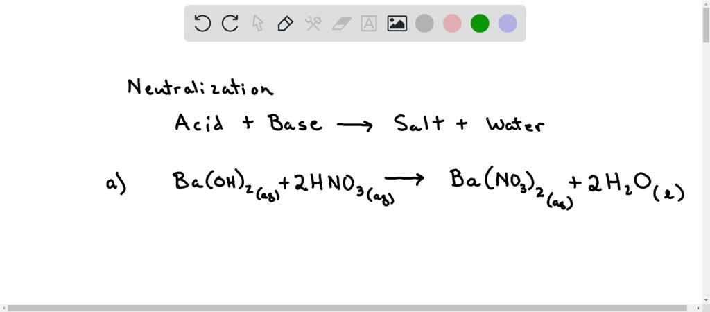 SOLVED: (a) Write the balance equation for the reaction of sulfuric Nitric Acid And Barium Hydroxide Balanced Equation
