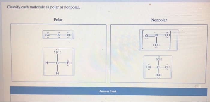 Solved Classify each molecule as polar or nonpolar. Polar | Chegg.com Classify Each Of The Following Molecules As Polar Or Nonpolar