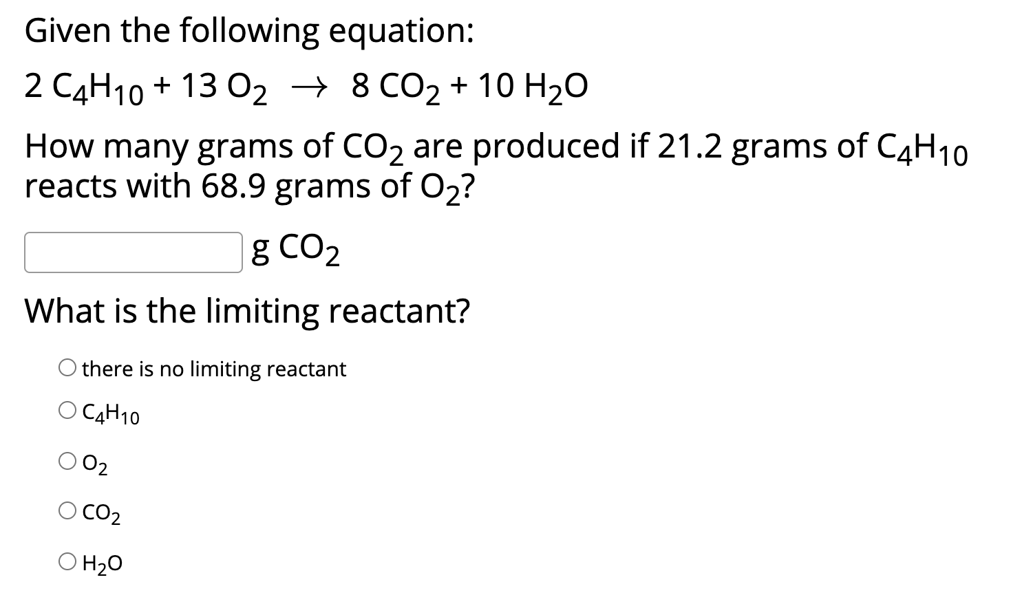 2 C4h10 13 O2 8 Co2 10 H2o