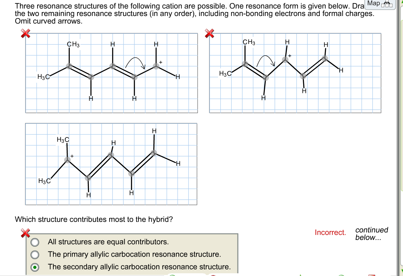 Solved Three resonance structures of the following cation | Chegg.com Draw A Resonance Structure For The Following Cation