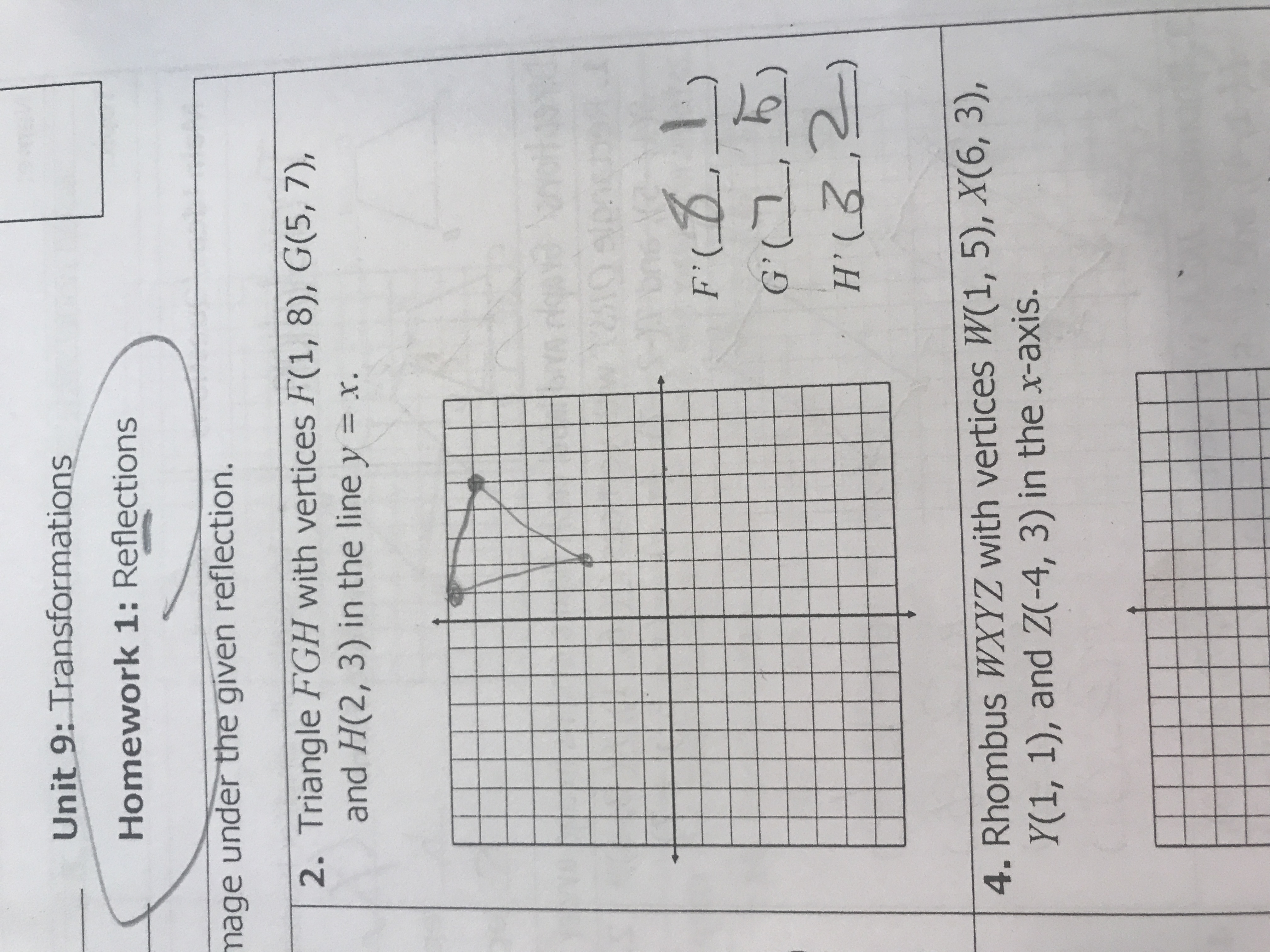 SOLVED: Unit 9: Transformations Homework 1: Reflections nage under the Unit 9 Transformations Homework 1 Translations Answer Key