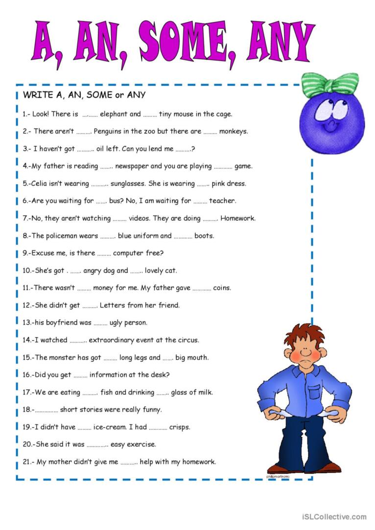 Some Any A An Exercises Pdf