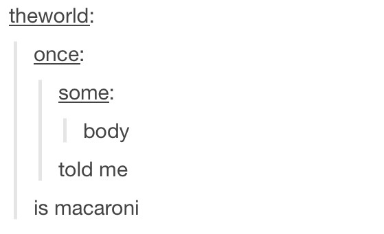 Somebody Once Told Me The World Was Macaroni Original