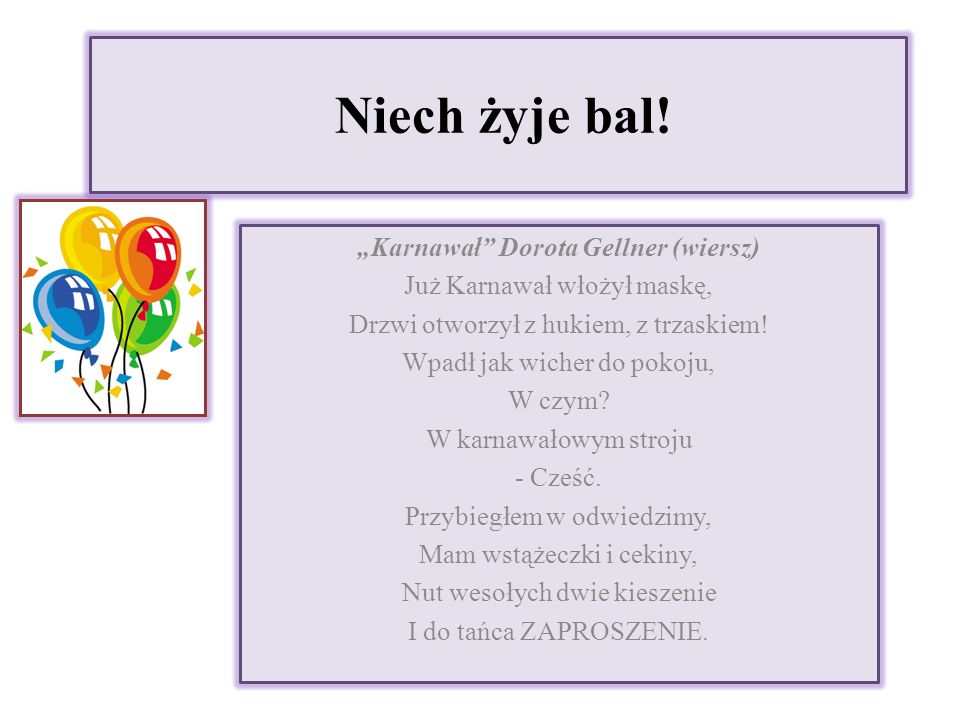 SOWY - Miejskie Przedszkole Tęczowy Zakątek Chełmno Bal Cziki Bal Bal Tekst