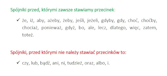 Spójniki Przed Którymi Nie Stawiamy Przecinek Przed Jakimi Wyrazami Nie Stawiamy Przecinka