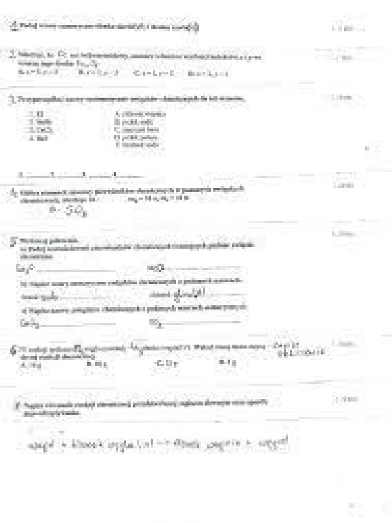 Sprawdzian Chemia klasa 7 | PDF Chemia Dzial 2 Klasa 7 Test