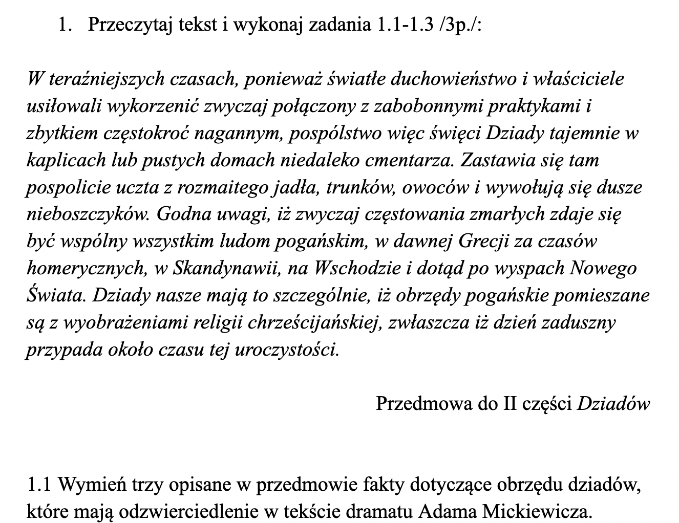 Dziady Cz 2 Sprawdzian