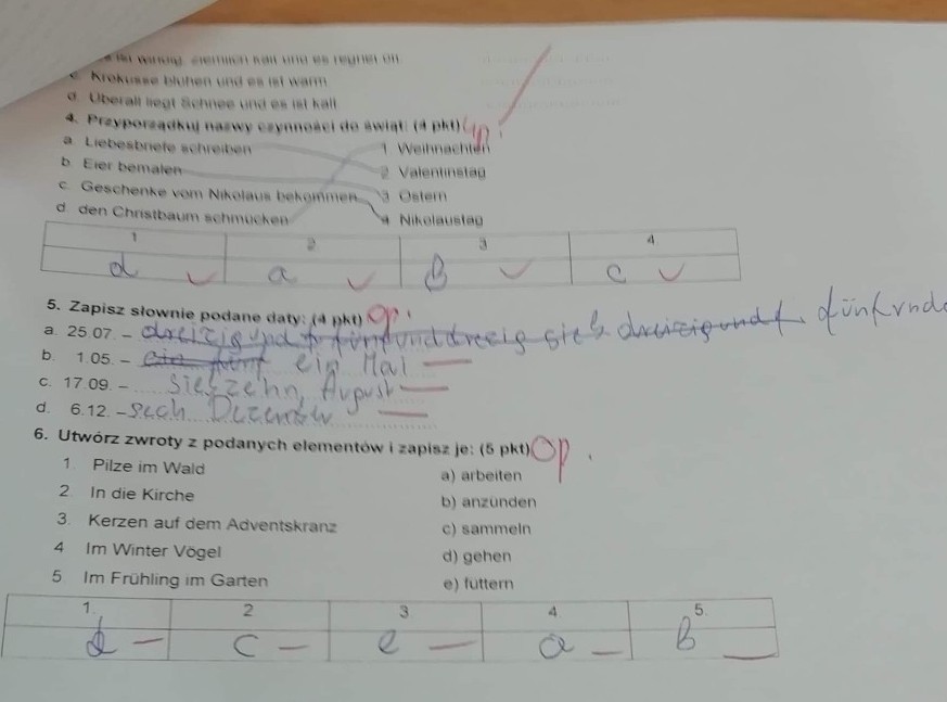 Sprawdzian Niemiecki Klasa 7 Dział 1 Sprawdzian Z Niemieckiego