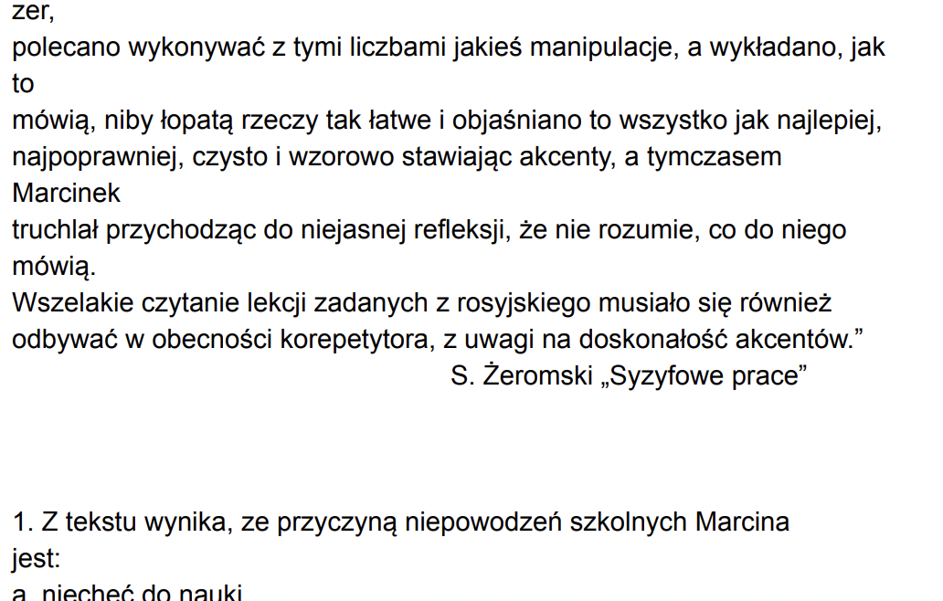 Sprawdzian "Syzyfowe prace". • Złoty nauczyciel Sprawdzian Syzyfowe Prace Klasa 8