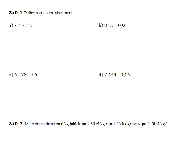 Sprawdzian Z Matematyki Klasa 5 Mnożenie I Dzielenie Ułamków - Mądry Sprawdzian Z Matematyki Klasa 5 Dzial 1