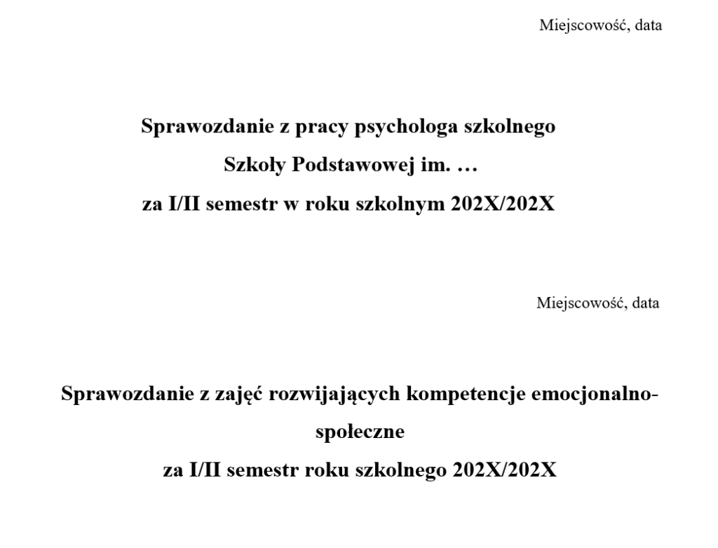 Sprawozdanie z pracy psychologa szkolnego, sprawozdanie z zajęć Sprawozdanie Z Pracy Psychologa Szkolnego Chomikuj