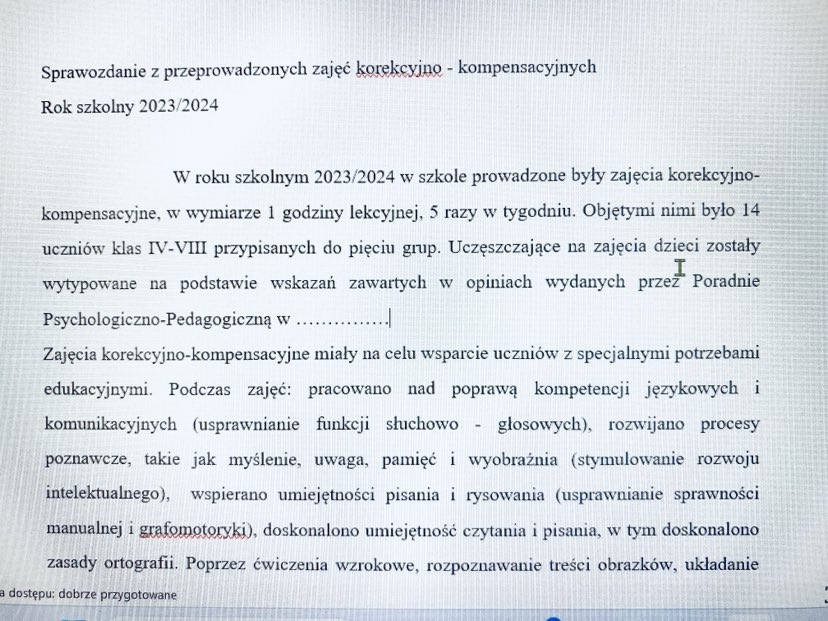 Sprawozdanie Z Zajęć Korekcyjno Kompensacyjnych Przykład
