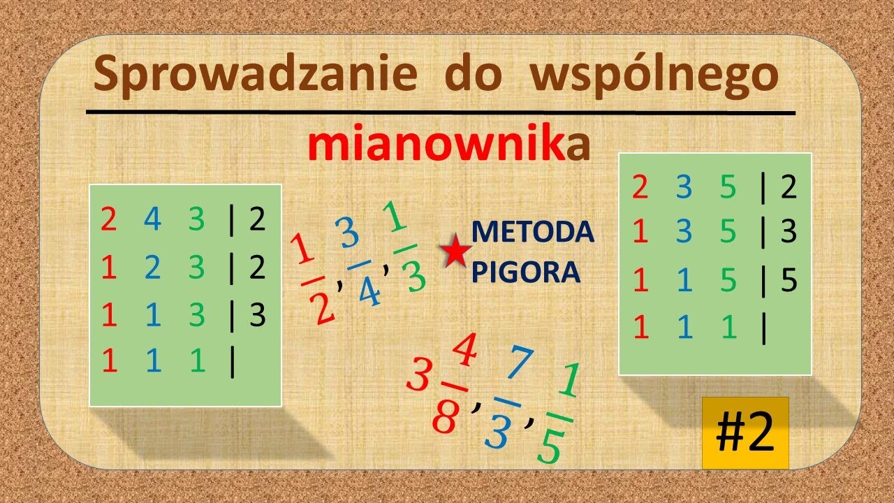 Sprowadzanie do wspólnego mianownika - metoda pigora NWW - YouTube Sprowadzanie Do Wsplnego Mianownika Zadania