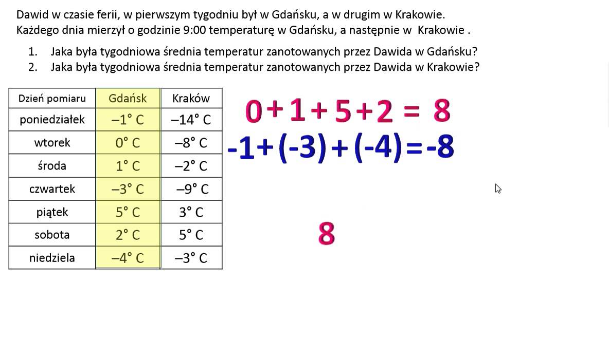 Średnia temperatur mierzonych przez Dawida z klasy 6b. - YouTube Jak Obliczyć średnią Roczną Temperaturę Powietrza