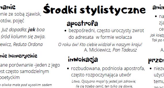 Srodki Stylistyczne Sprawdzian Klasa 7