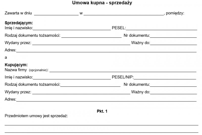 Umowa O Dzieło Wzór Pdf