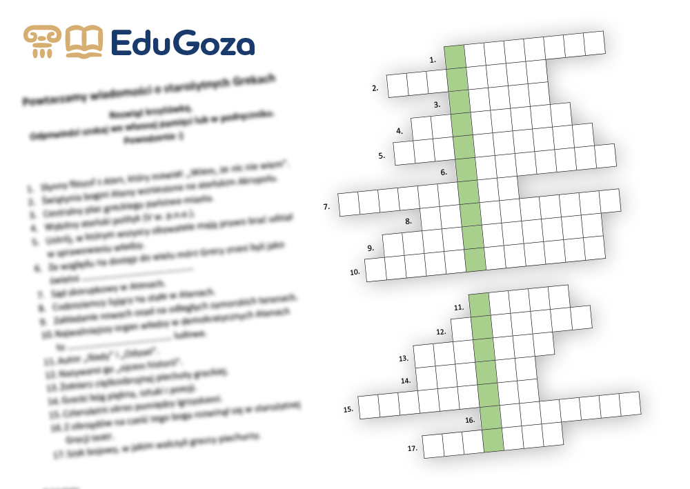 Starożytna Grecja - krzyżówka • Złoty nauczyciel Starozytna Grecja Sprawdzian Klasa 5 Pdf