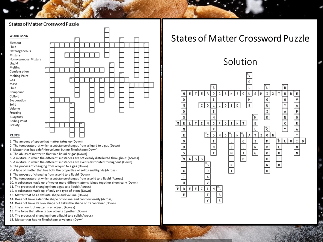 States of Matter Crossword Puzzle Worksheet Activity | Teaching Resources Properties Of Matter Crossword Puzzle Answer Key